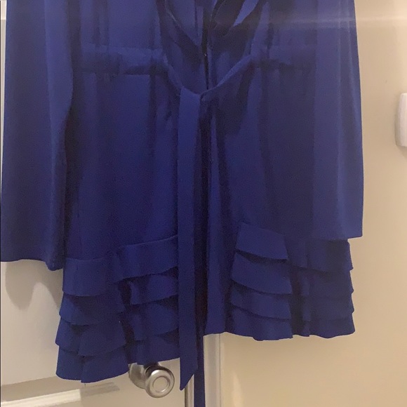 Royal blue dressy jacket with ruffles - Picture 3 of 8